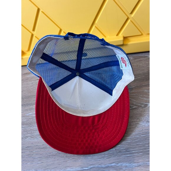 Vintage Super Bowl XVII AJD Snapback Trucker Cap Large 100% Rayon Red White & Bl - Picture 3 of 4